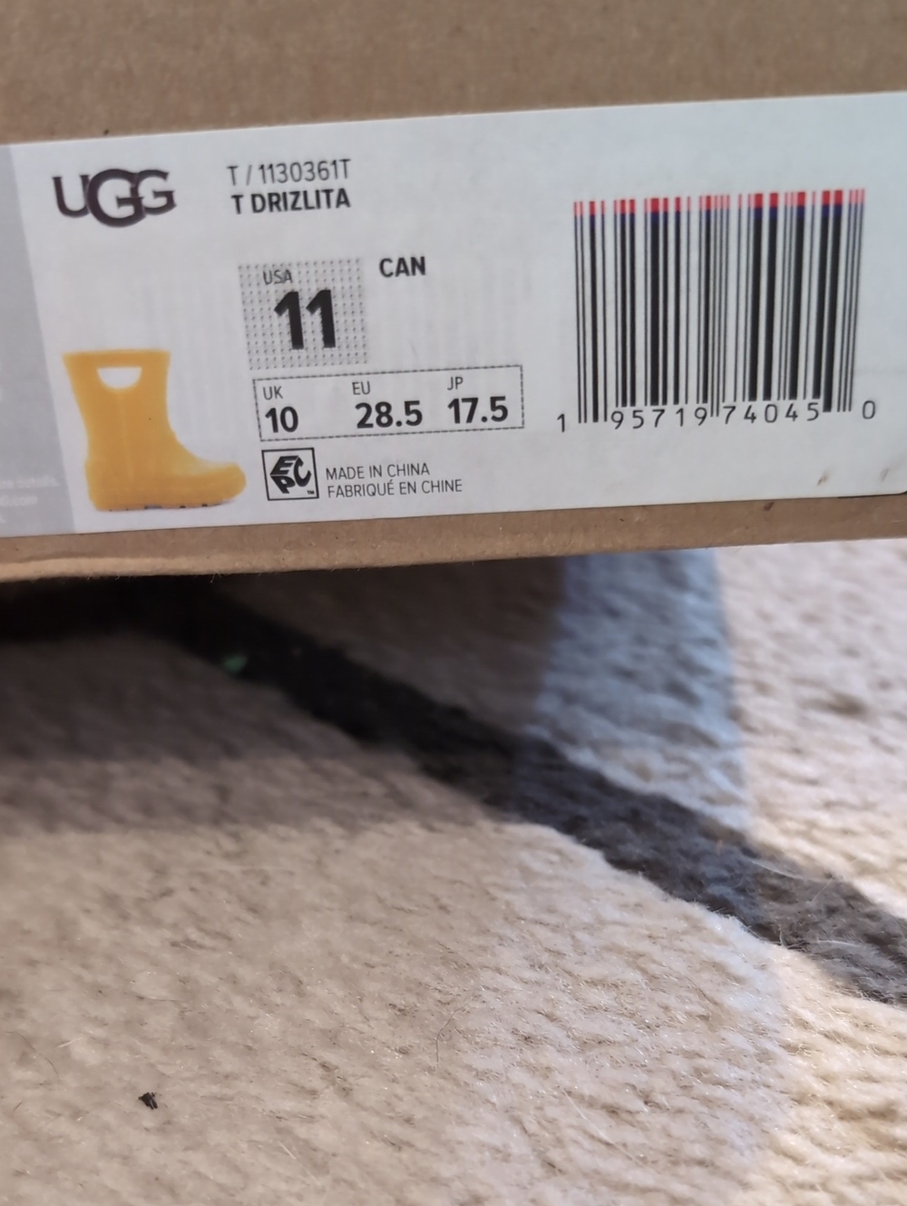 UGG Kids Yellow Handle Rain Boots